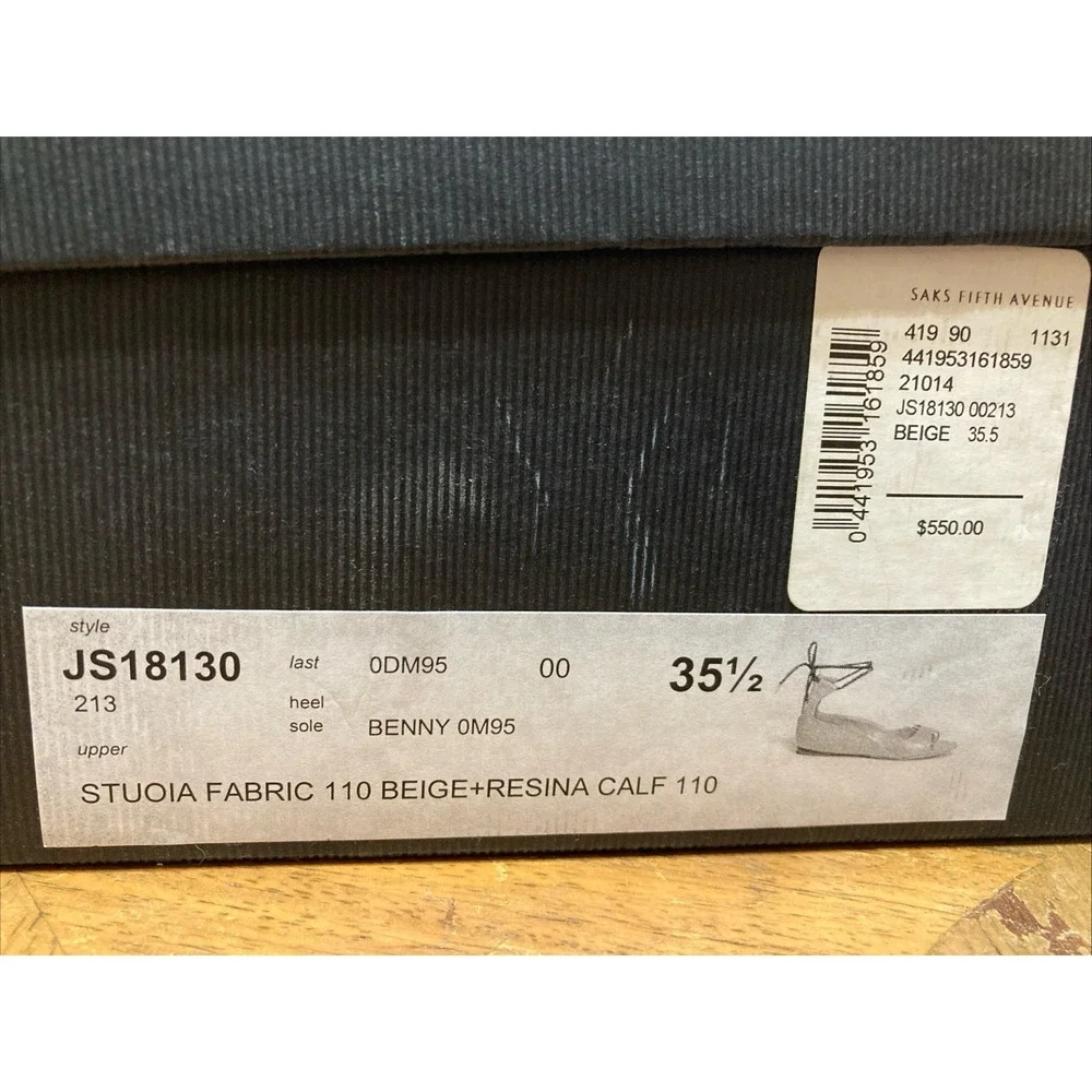 Jil Sander Raffia Woven‎ Sandals Size 35.5 New Wraparound Ankle Flat Italy $550